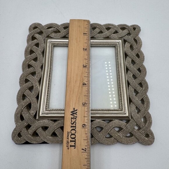 Cynthia Rowley NY Champagne Gold Braided Tabletop Picture Frame Fits 4" x 4" tre - Picture 6 of 9